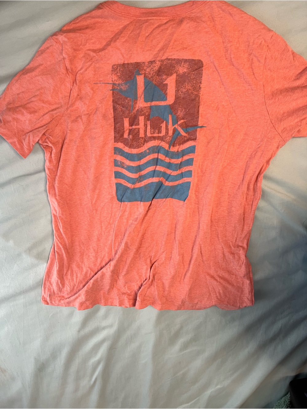 Huk Coral Crewneck Tee with Blue Graphic
